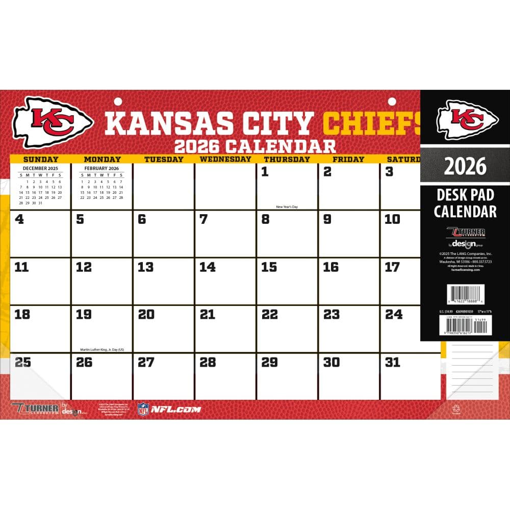 NFL Kansas City Chiefs 2026 Desk Pad Main Product Image