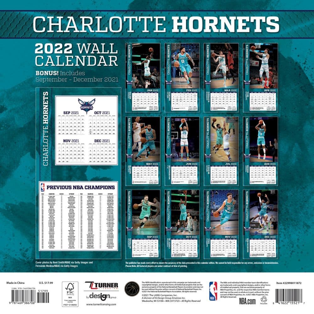 Hornets Schedule 2022 Charlotte Hornets 2022 Wall Calendar - Calendars.com