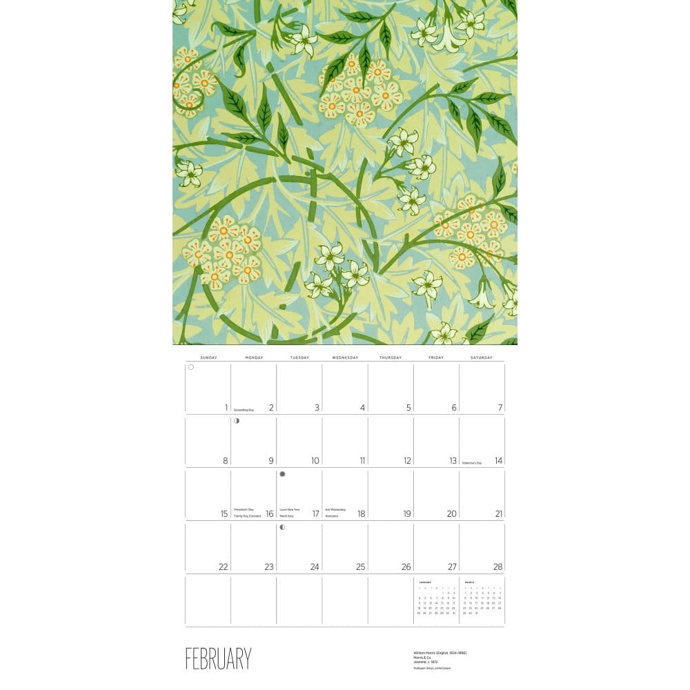 William Morris Arts and Crafts Design 2026 Wall Calendar Third Alternate Image