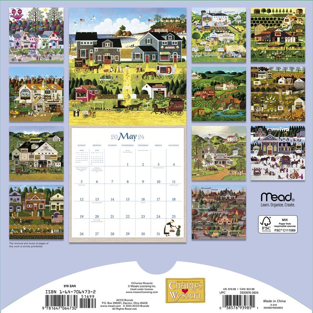 Wysocki Americana Mead 2024 Wall Calendar