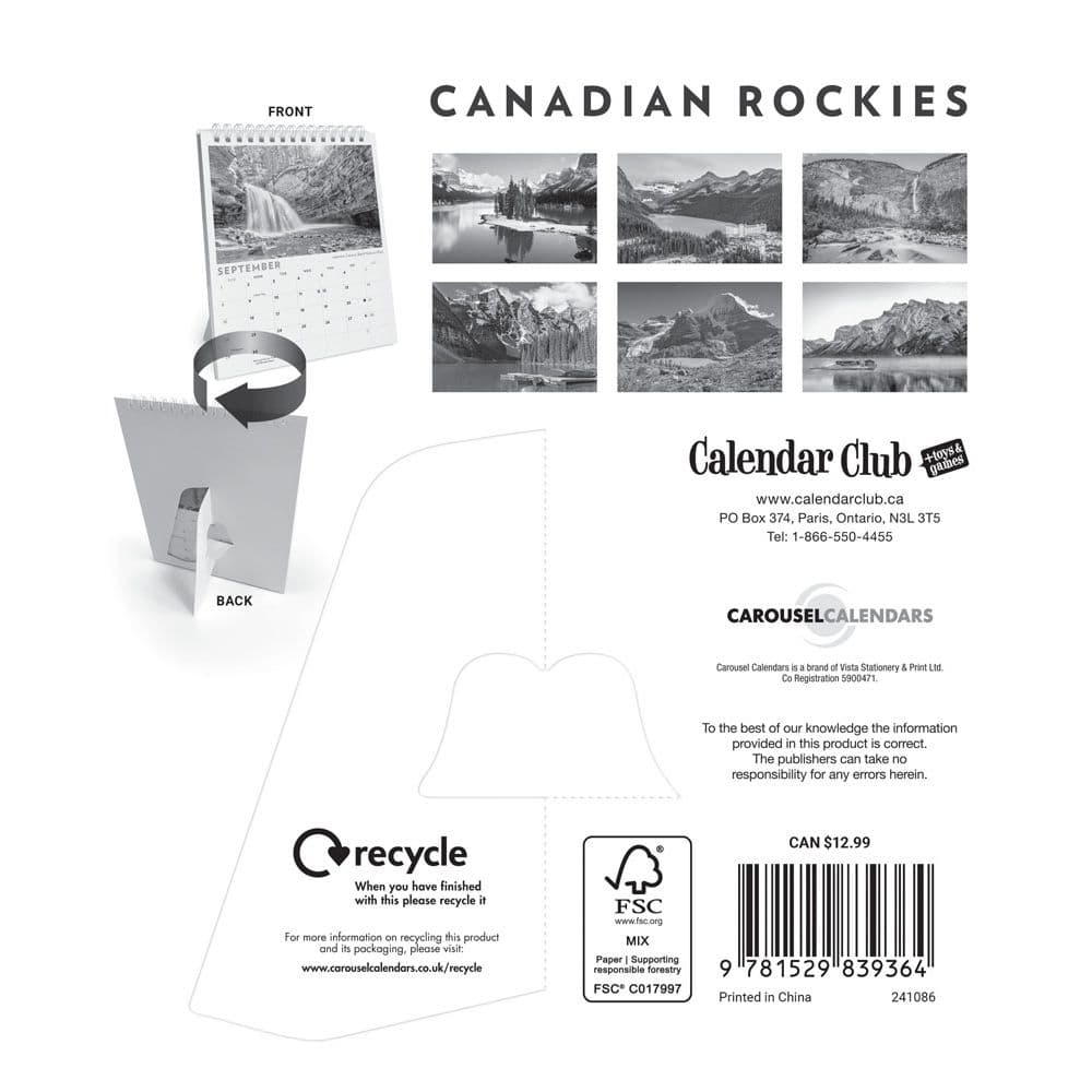 Canadian Rockies 2024 Easel Desk Calendar