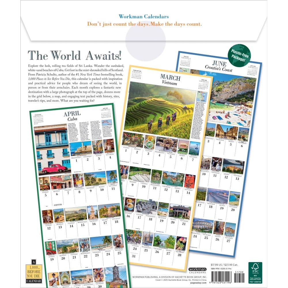 1000 Places To See 2026 Wall Calendar First Alternate Image
