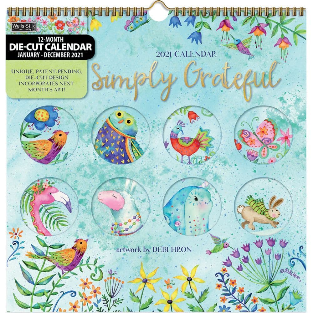 Simply Grateful Die-Cut Wall Calendar by Debi Hron