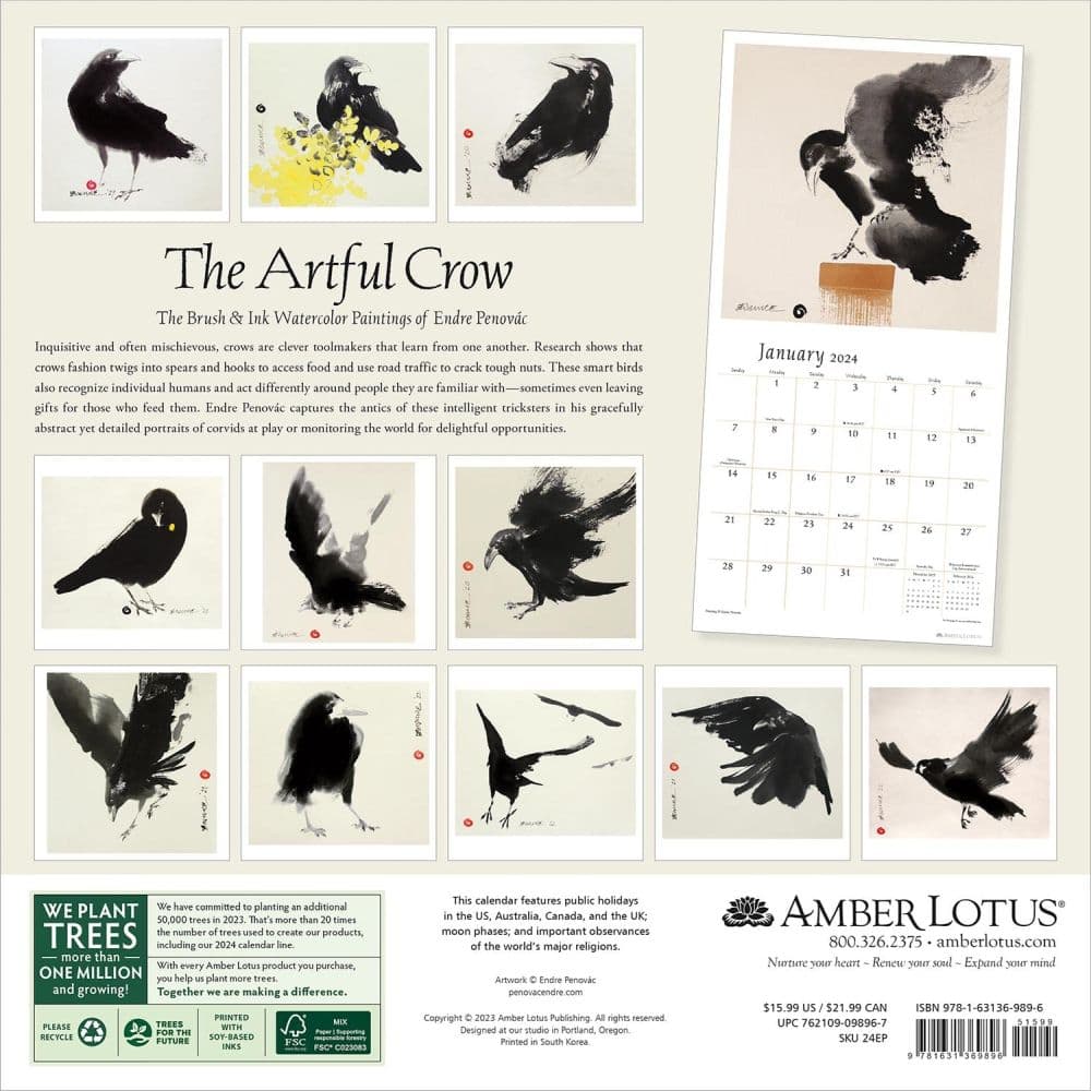 Artful Crow 2024 Wall Calendar Alt1