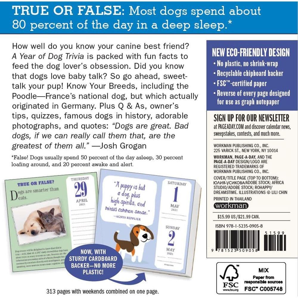 Dog Trivia Desk Calendar