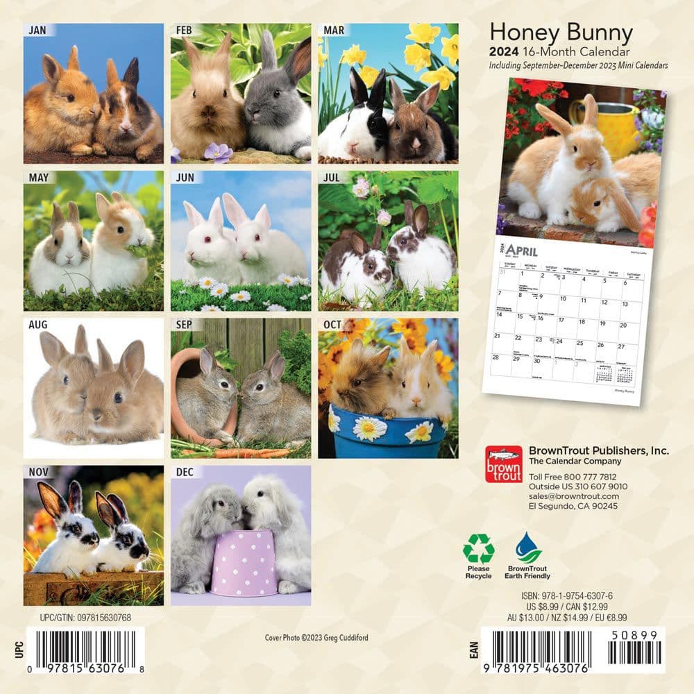 Honey Bunny 2024 Mini Wall Calendar First Alternate Image width=&quot;1000&quot; height=&quot;1000&quot;