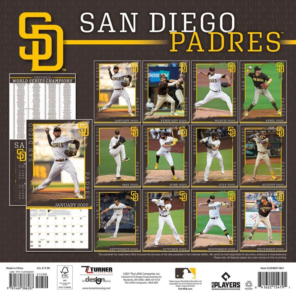 San Diego Padres Schedule 2022 Mlb San Diego Padres 2022 Wall Calendar - Calendars.com