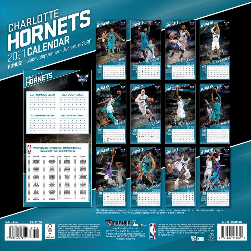 Charlotte Hornets Schedule 2022 2023 Charlotte Hornets Team 2021 Wall Calendar - Calendars.com