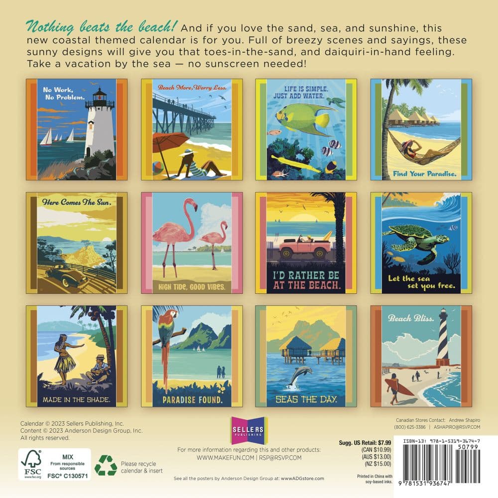 Seaside Paradise 2024 Mini Wall Calendar