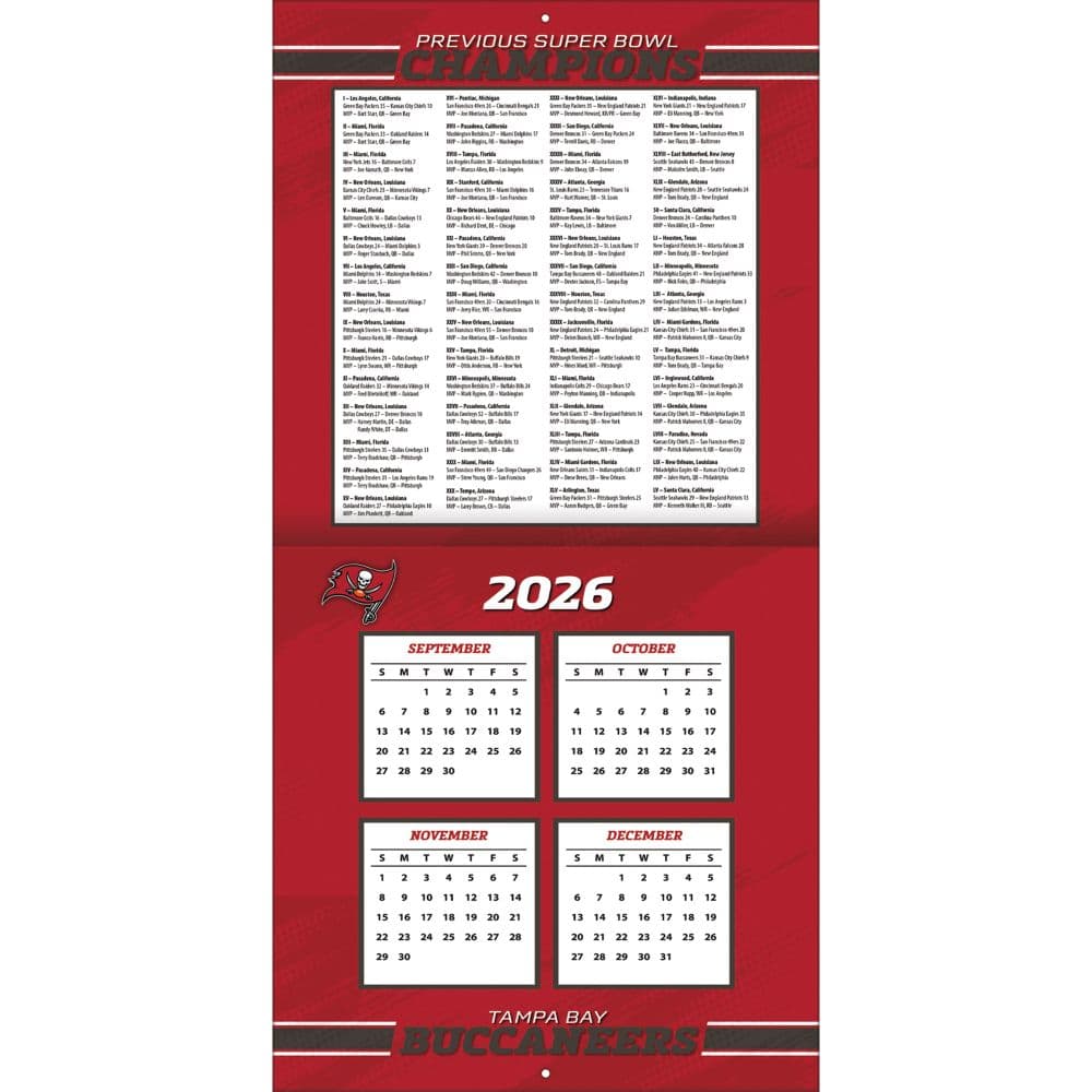 NFL Tampa Bay Buccaneers 2027 Wall Calendar Second Alternate Image