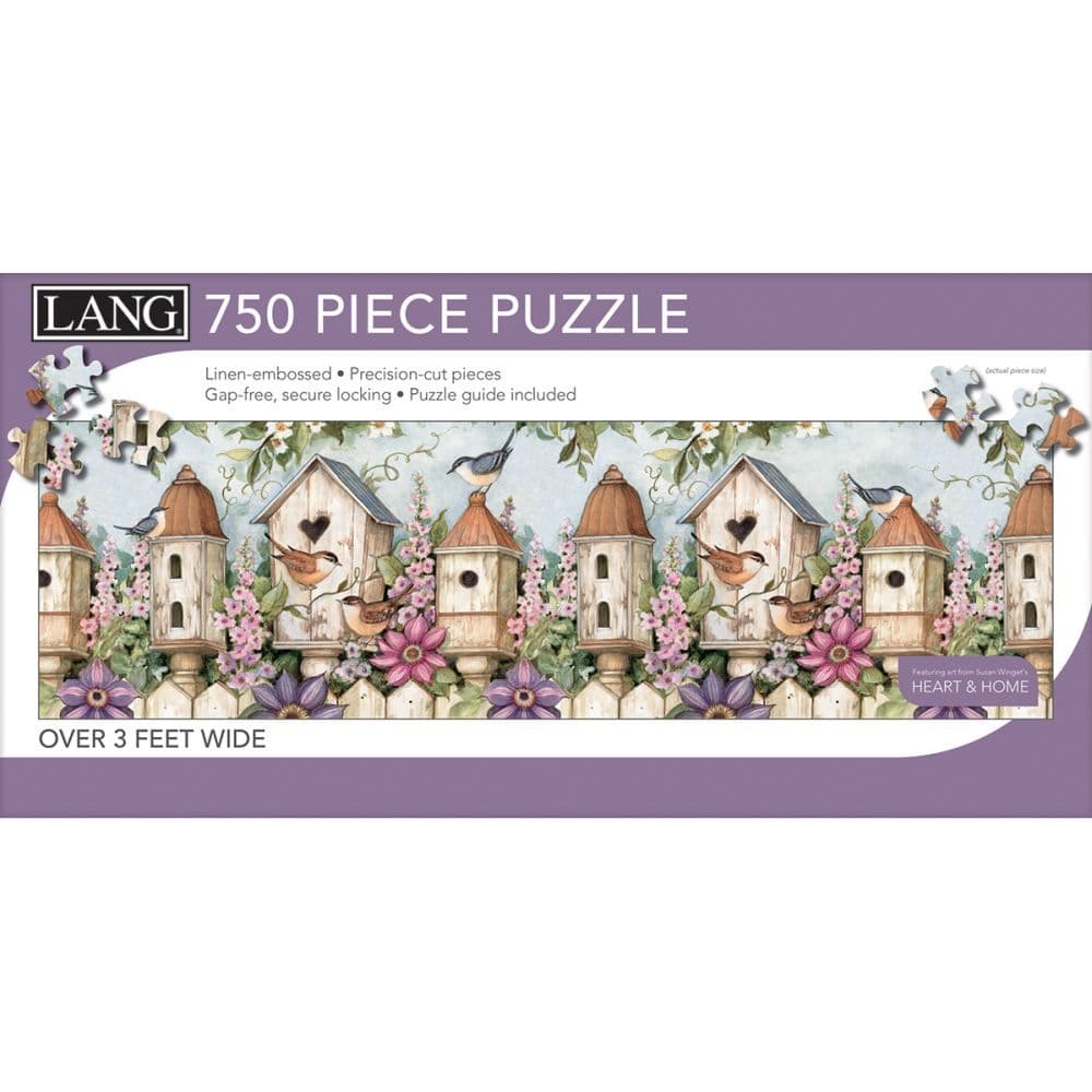 Birdhouse Garden 750 Piece Puzzle Panoramic by Susan Winget 3rd Product Detail  Image width="1000" height="1000"