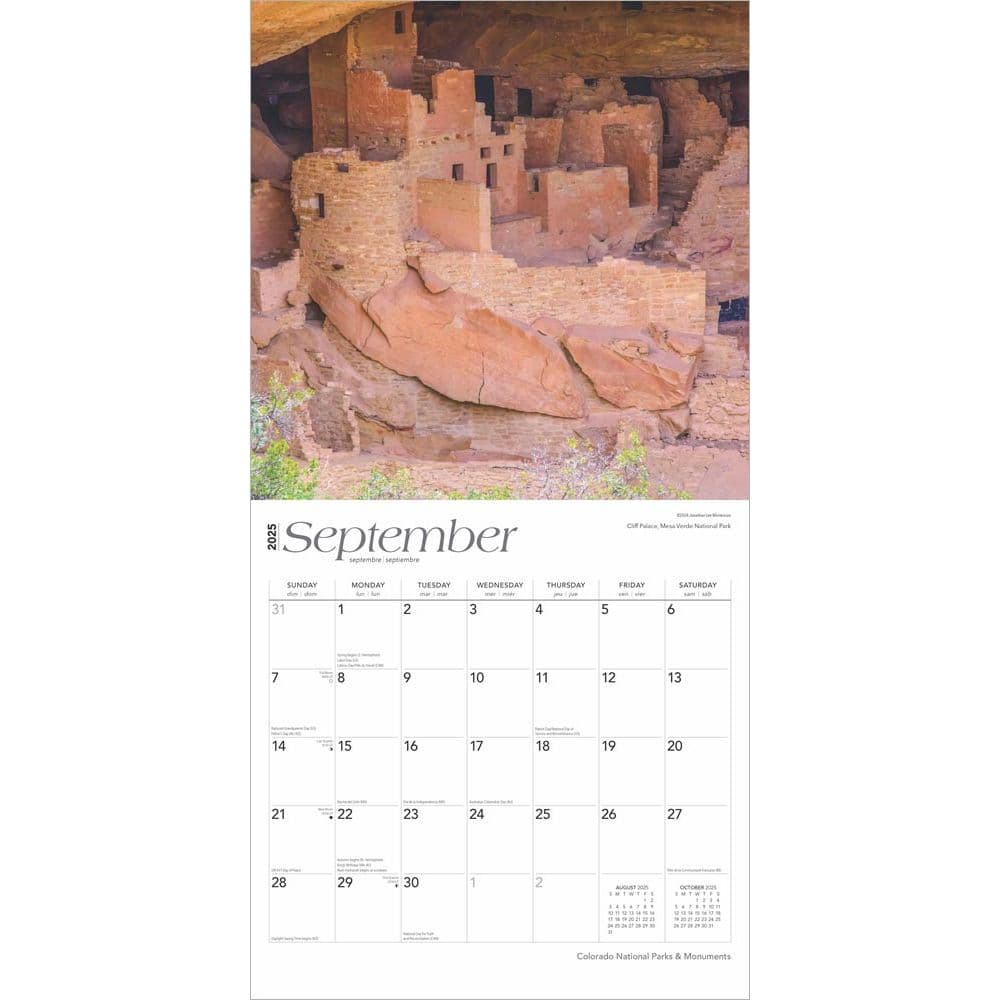 Colorado National Parks and Monuments 2025 Wall Calendar Alt3