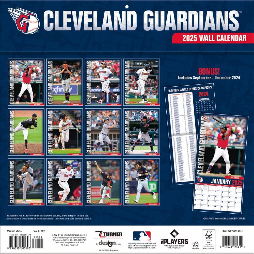 MLB Cleveland Guardians 2025 Wall Calendar First Alternate Image