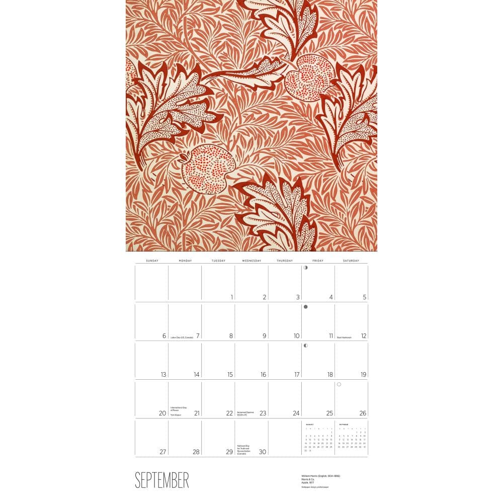 William Morris Arts and Crafts Design 2026 Wall Calendar Fifth Alternate Image