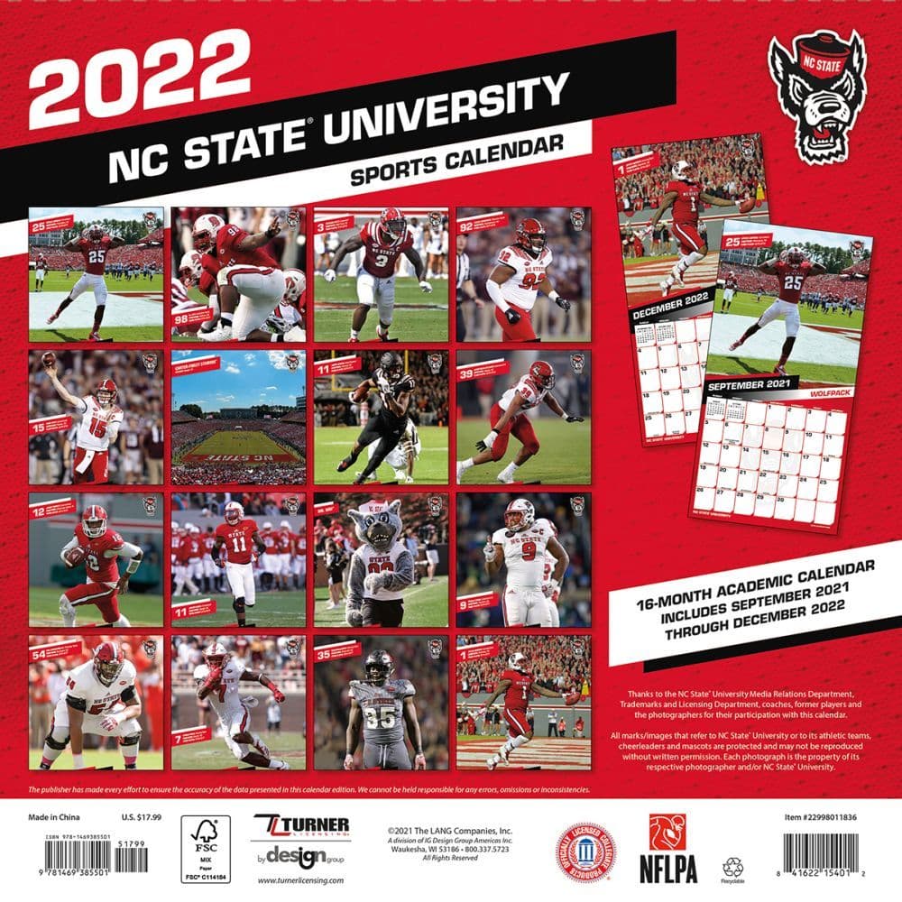 Nc State Holiday Schedule 2022 Nc State Wolfpack 2022 Wall Calendar - Calendars.com
