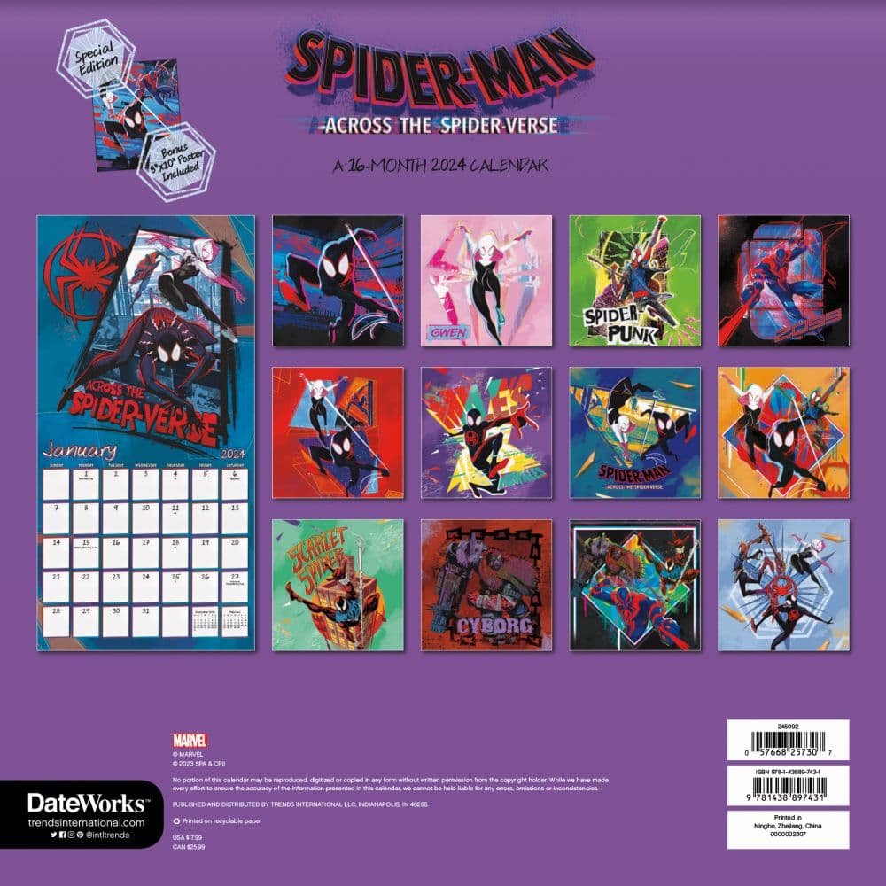 Spider-Man Across Spider Verse 2024 Wall Calendar First Alternate Image width=&quot;1000&quot; height=&quot;1000&quot;