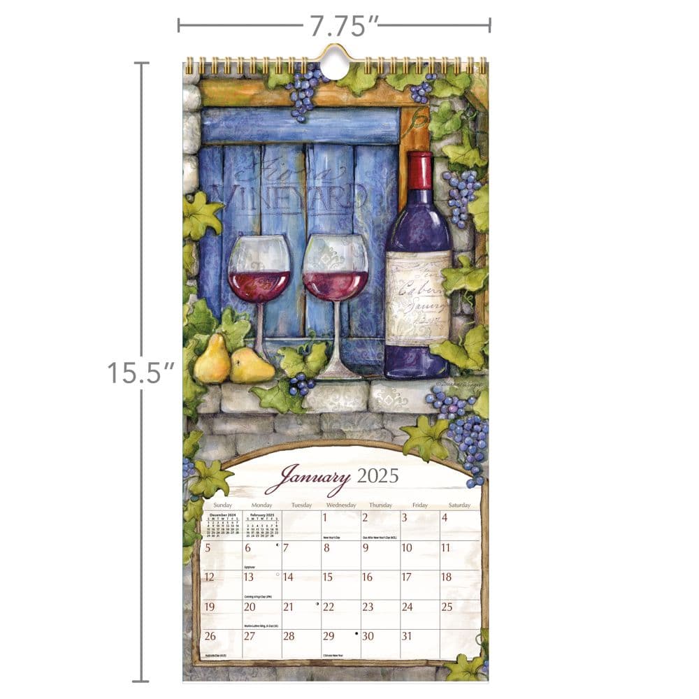 Wine Country 2025 Vertical Wall Calendar by Susan Winget_ALT5
