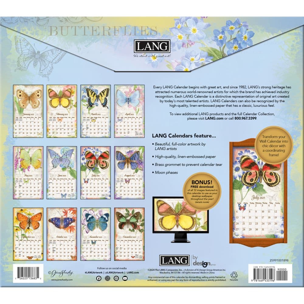 Butterflies 2025 Wall Calendar by Jane Shasky_ALT1