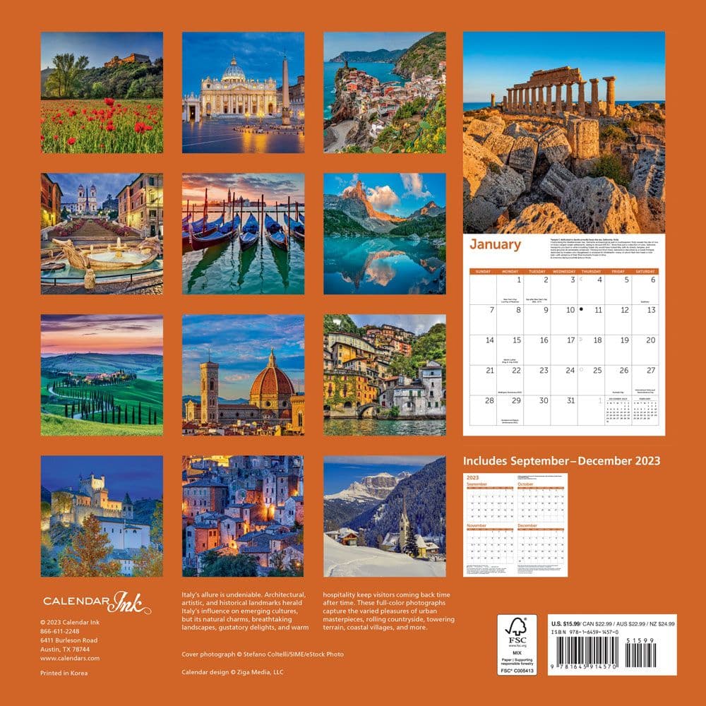 Italy 2024 Wall Calendar