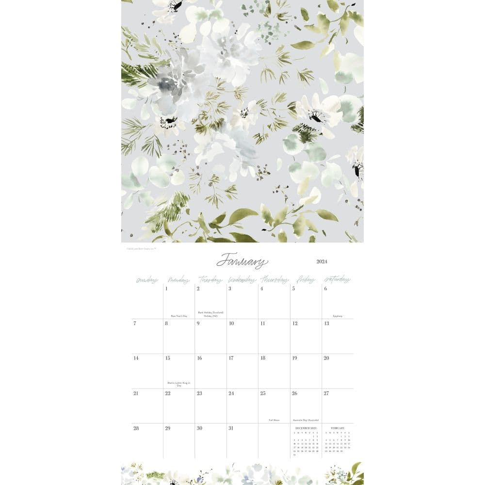 Leah Bisch Watercolor 2024 Wall Calendar