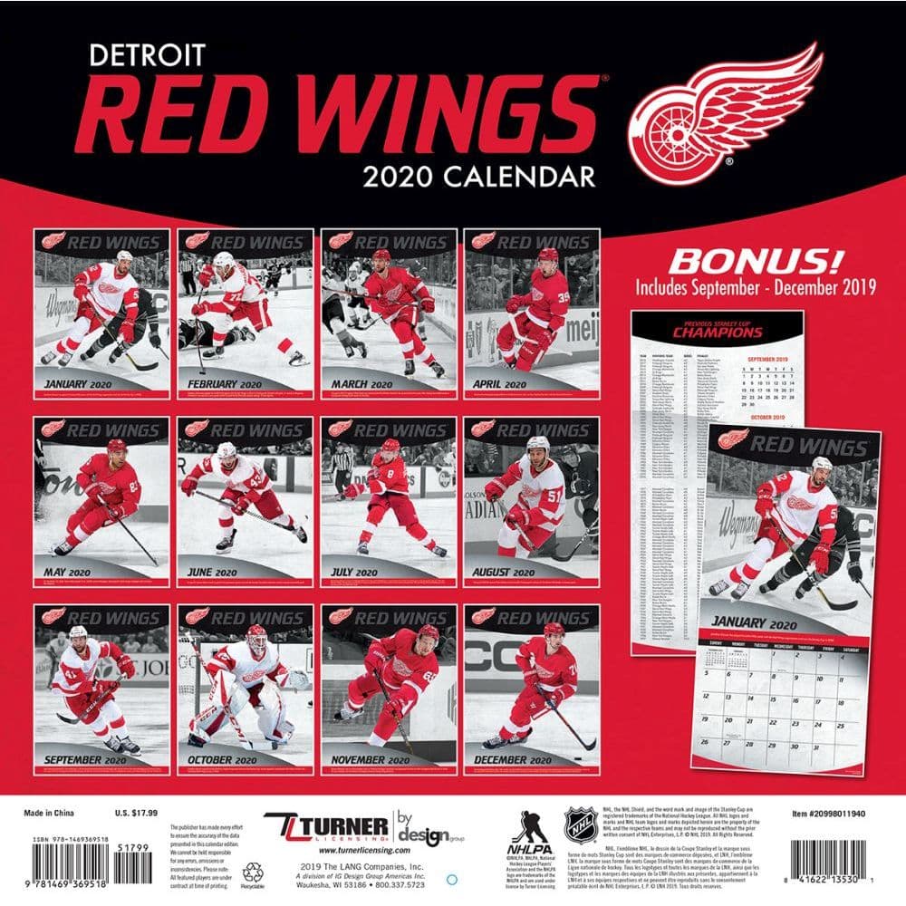 Detroit Red Wings Wall Calendar