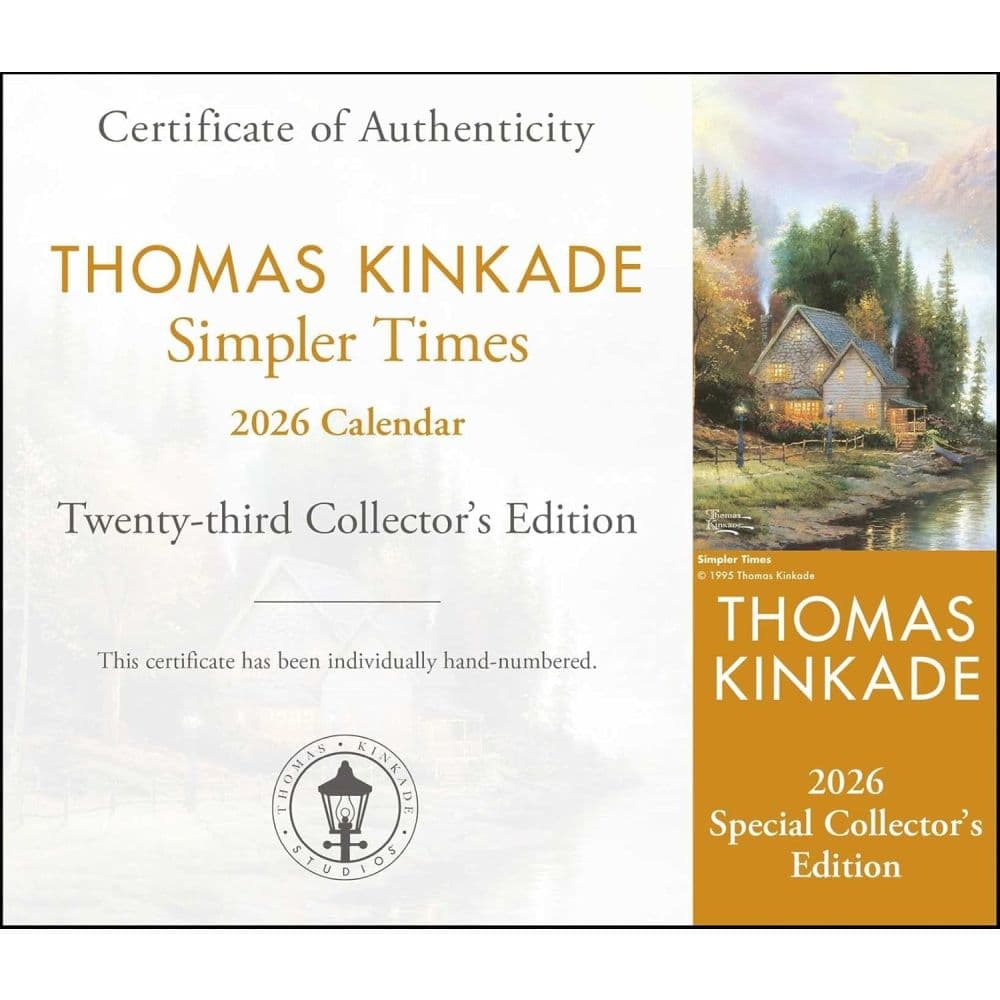 Thomas Kinkade Collectors Edition 2026 Wall Calendar Seventh Alternate Image