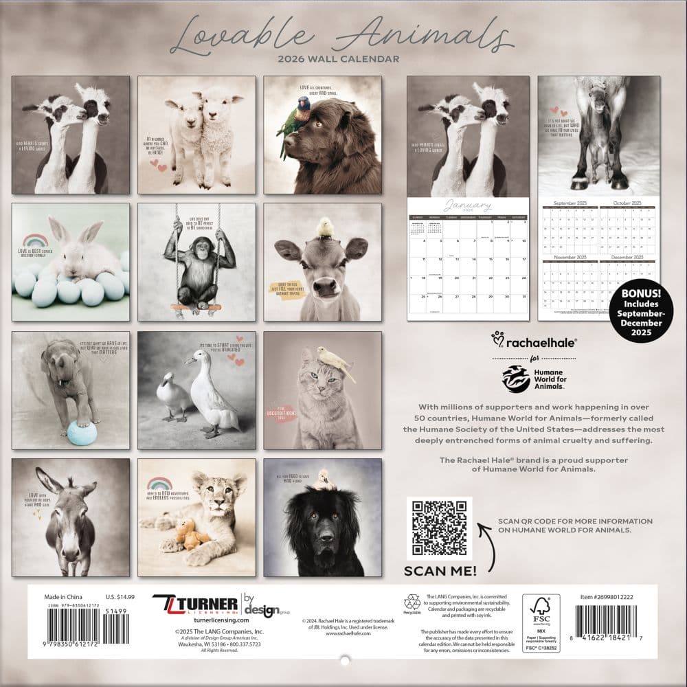 Rachael Hale Loveable Animals 2026 Wall Calendar First Alternate Image