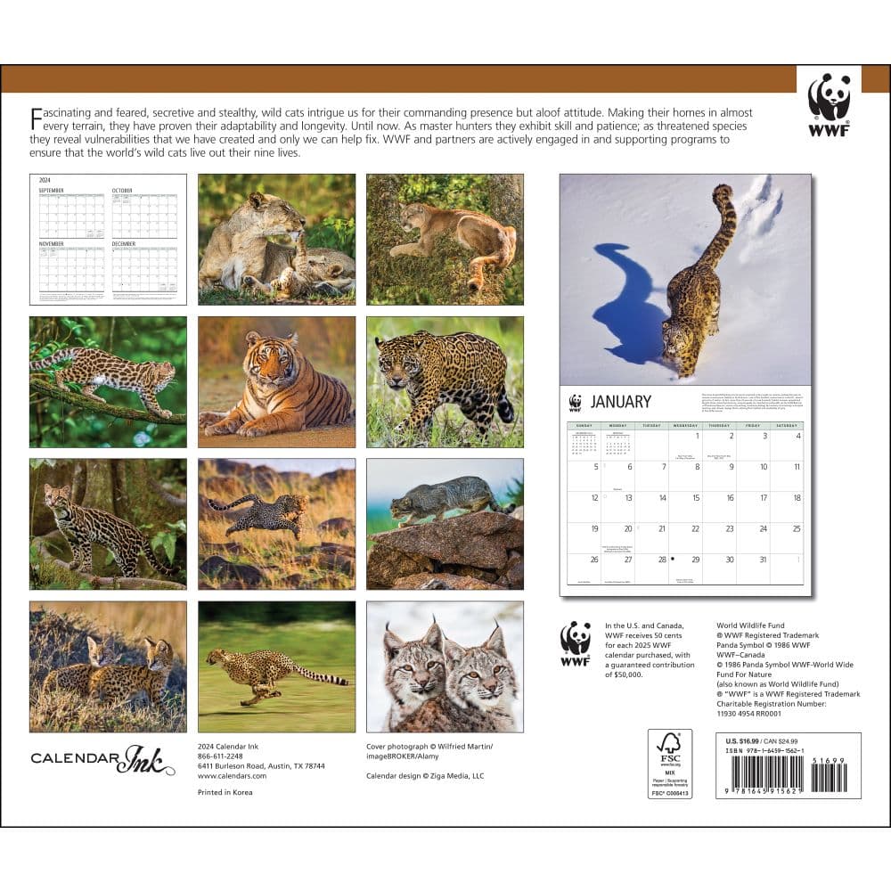 Wild Cats WWF 2025 Wall Calendar First Alternate Image width="1000" height="1000"