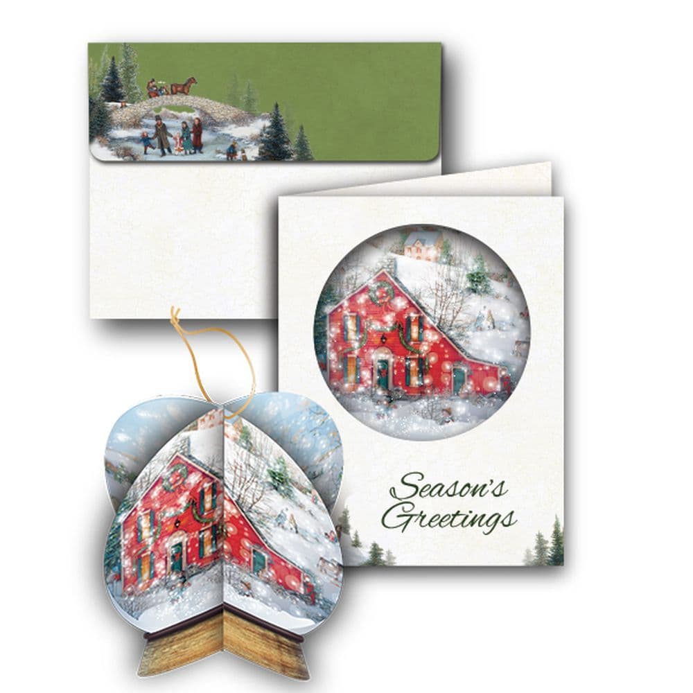 Christmas Gathering DieCut 3D Ornament Christmas Cards (8 pack) by