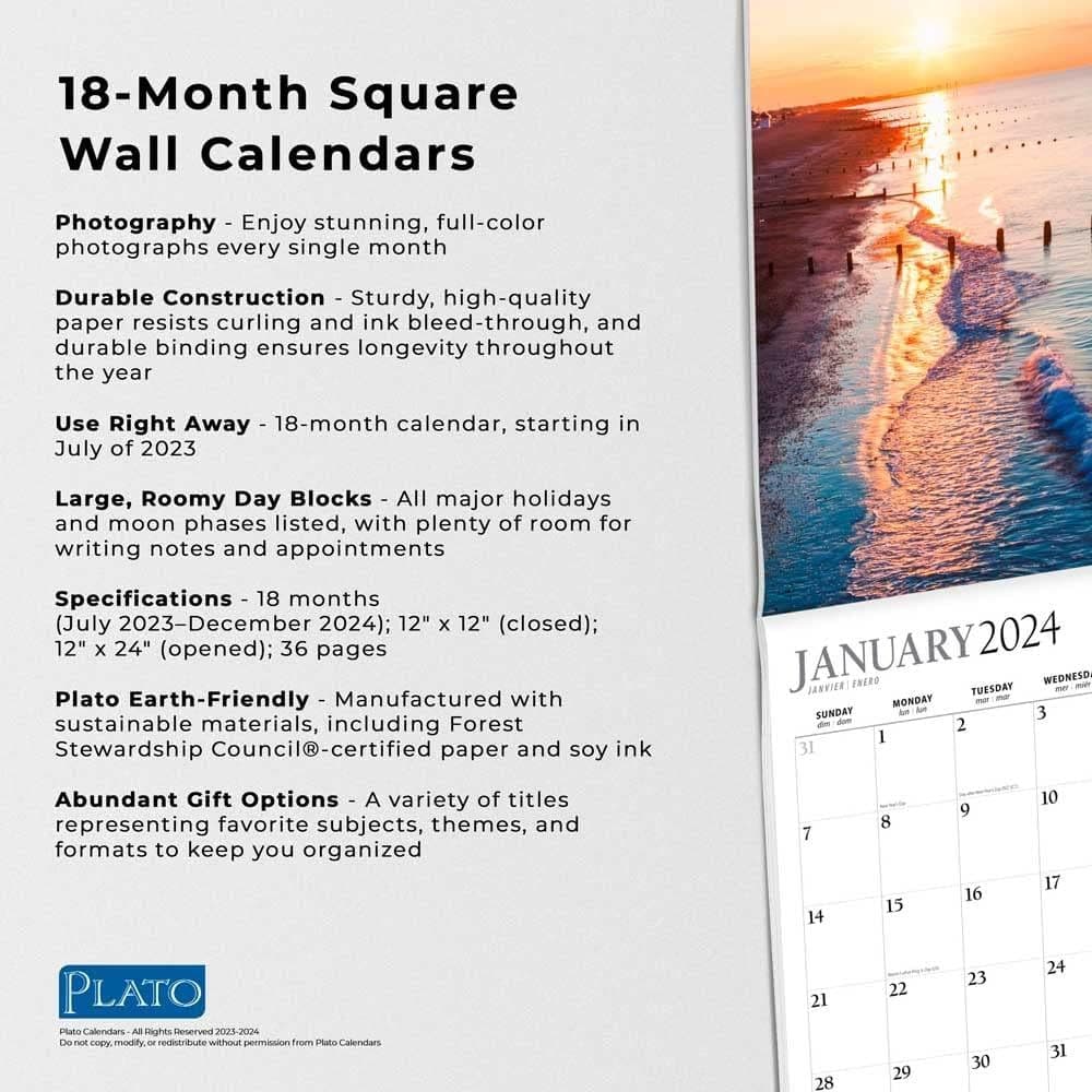 Beaches 18 Month Plato 2024 Wall Calendar Alt4