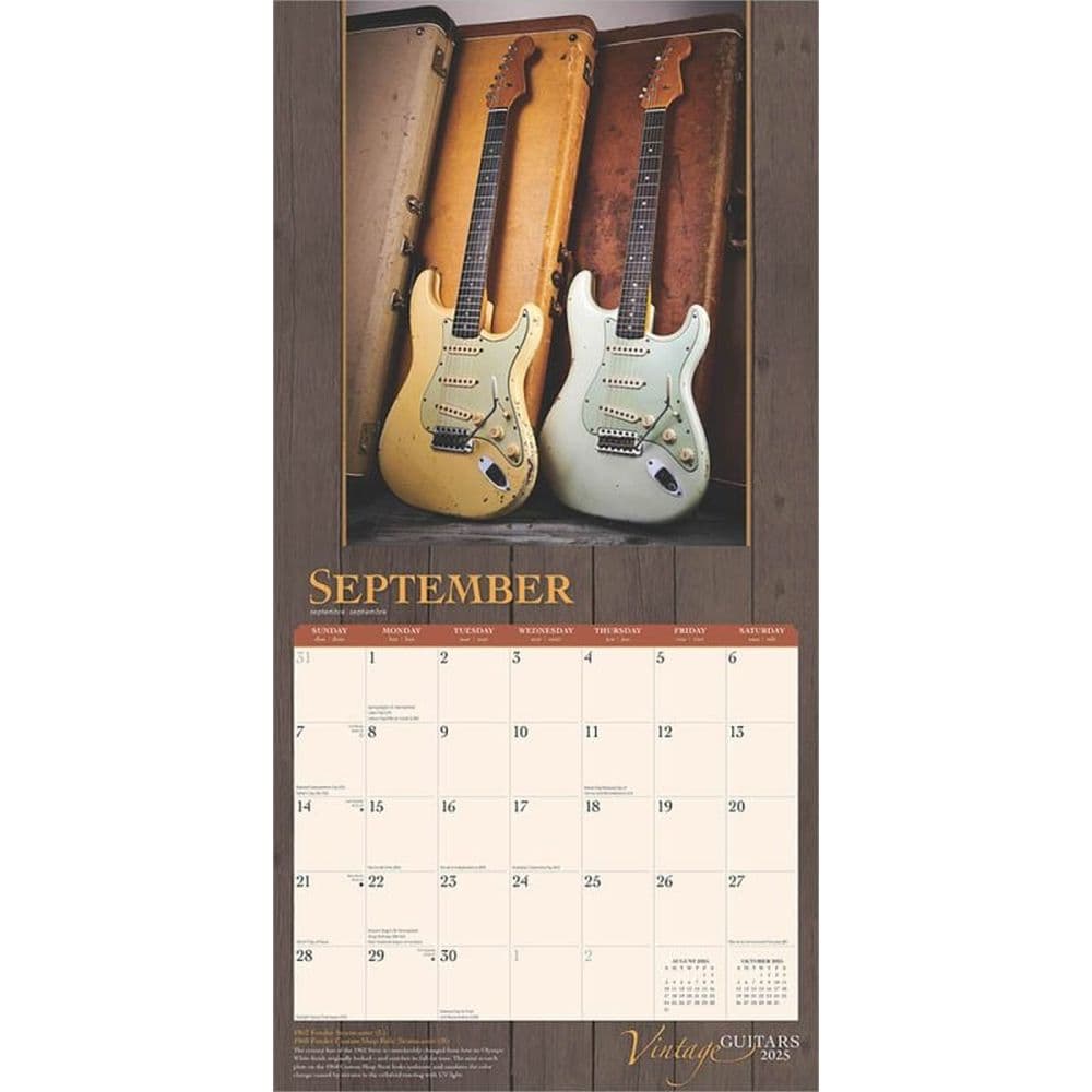 Vintage Guitars 2025 Wall Calendar Third Alternate Image