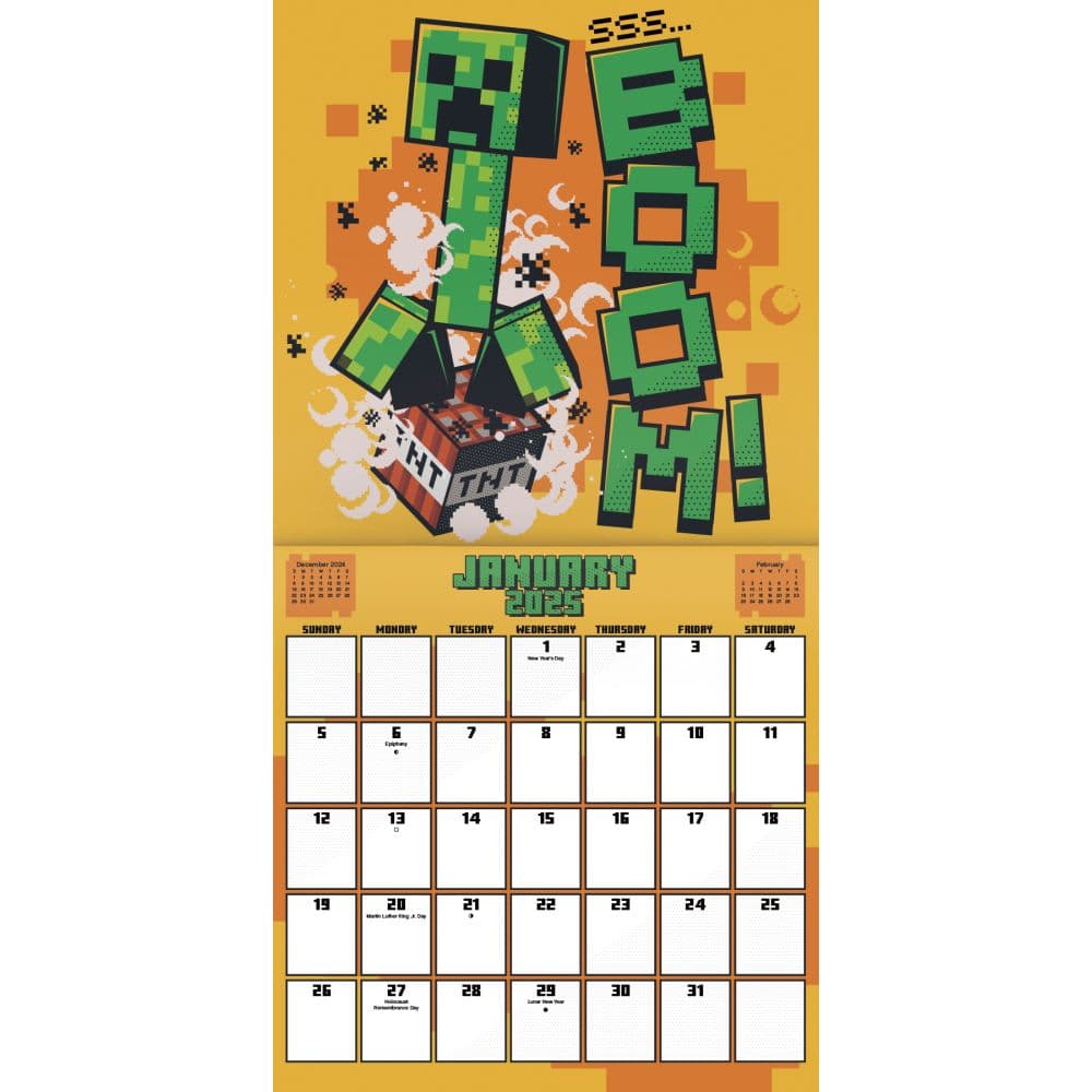 Minecraft Exclusive with Decal 2025 Wall Calendar Second Alternate Image