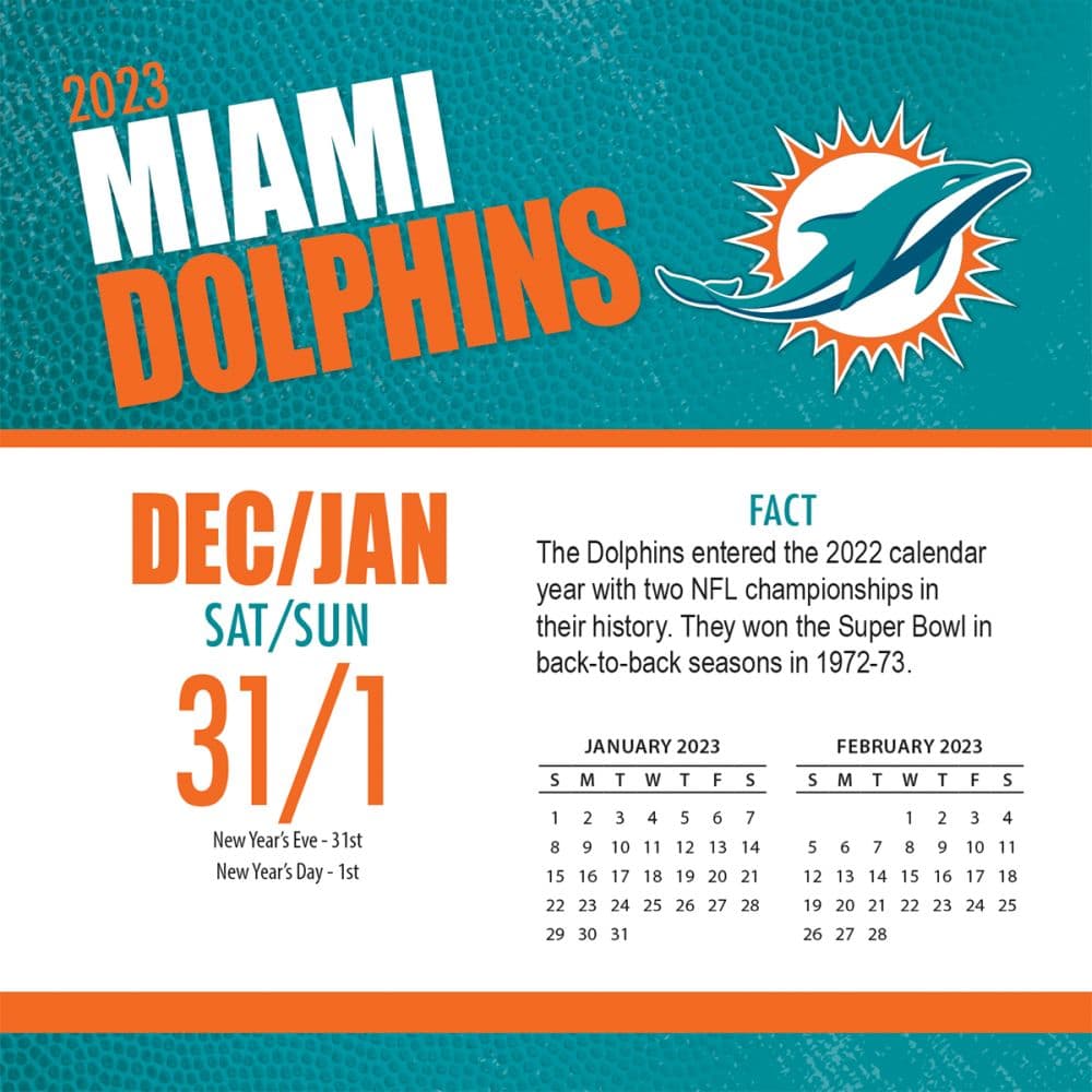 Miami Dolphins 2023 Desk Calendar - Calendars.com