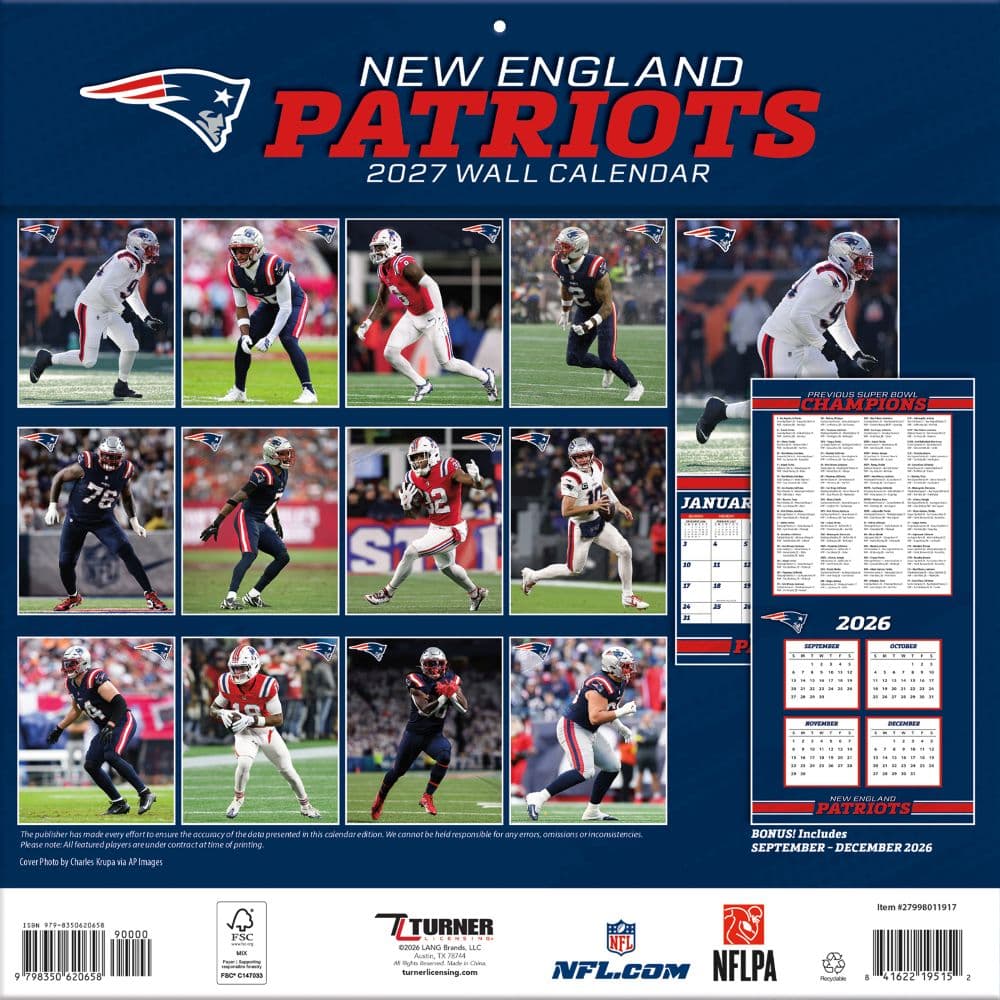 NFL New England Patriots 2027 Wall Calendar First Alternate Image