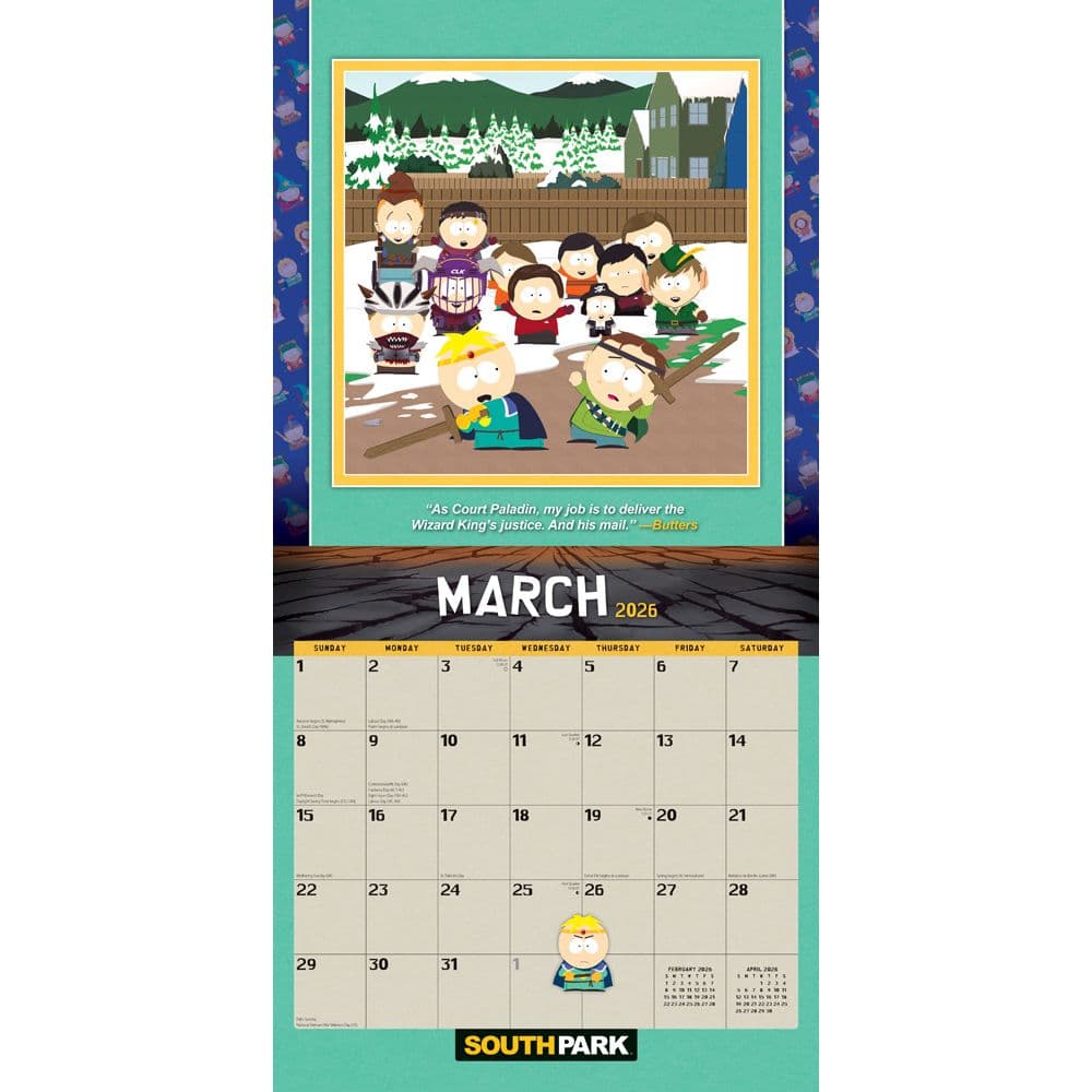 South Park 2026 Wall Calendar