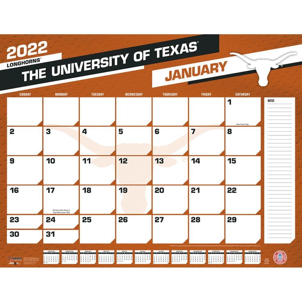 Texas Longhorns 2022 Desk Pad Calendar - Calendars.com