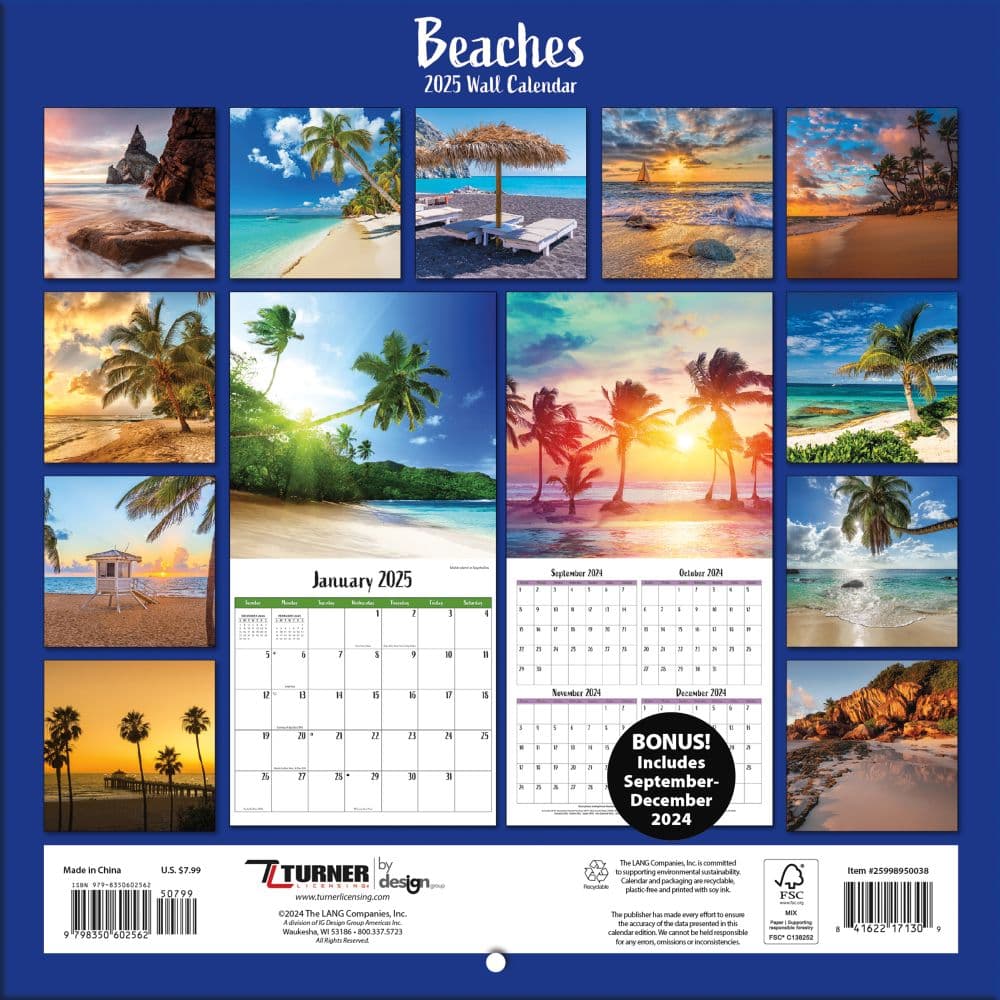 Beaches Photo 2025 Mini Wall Calendar Alt1