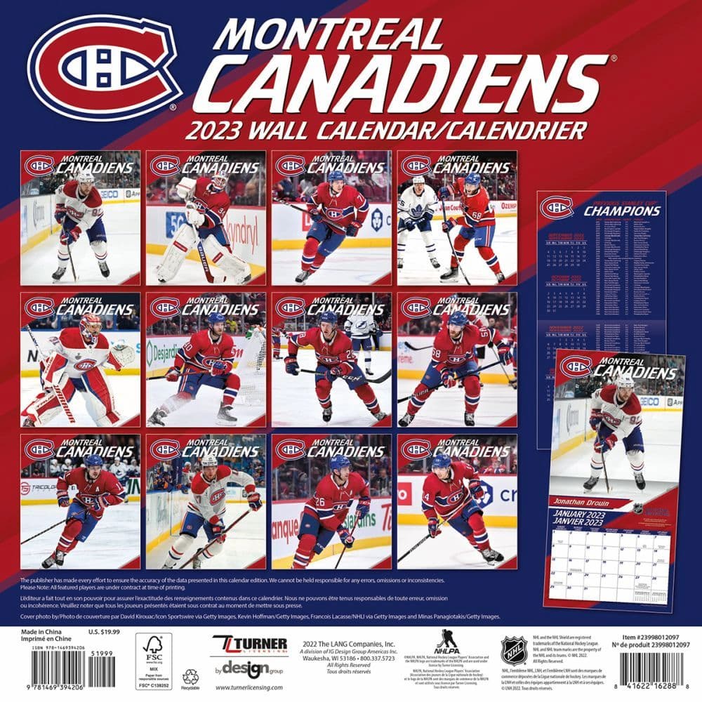 NHL Montreal Canadiens Bilingual 2023 Wall Calendar - Calendars.com