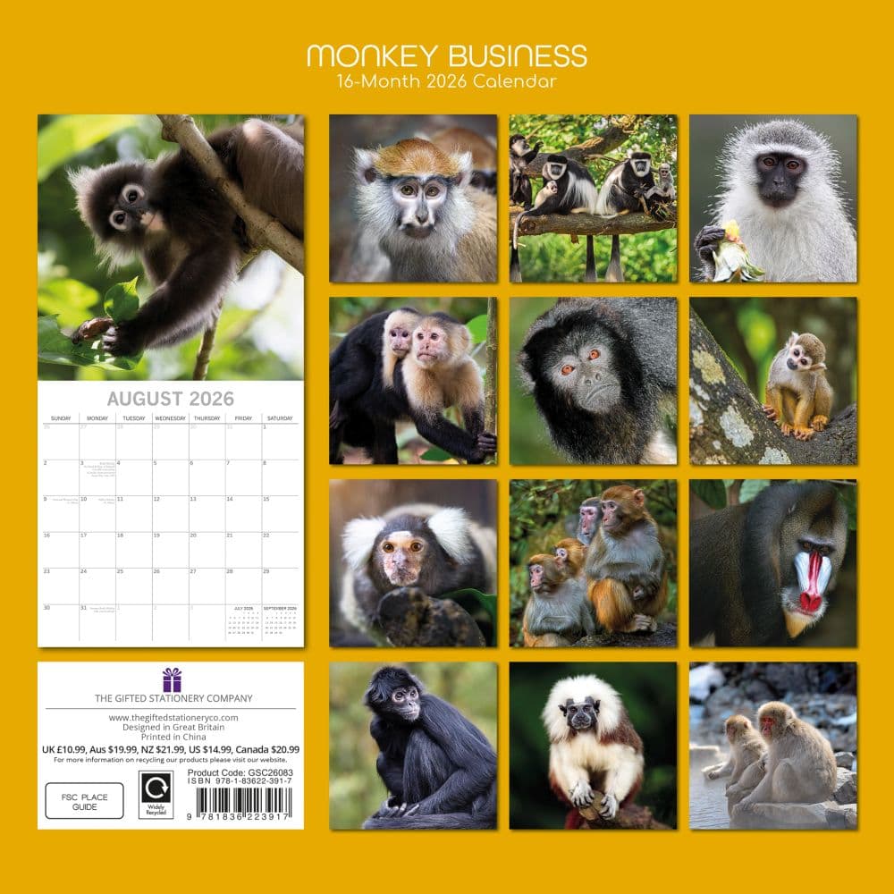 Monkey Business 2026 Wall Calendar First Alternate Image