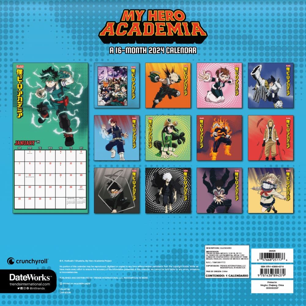 My Hero Academia 2024 Wall Calendars Alt1