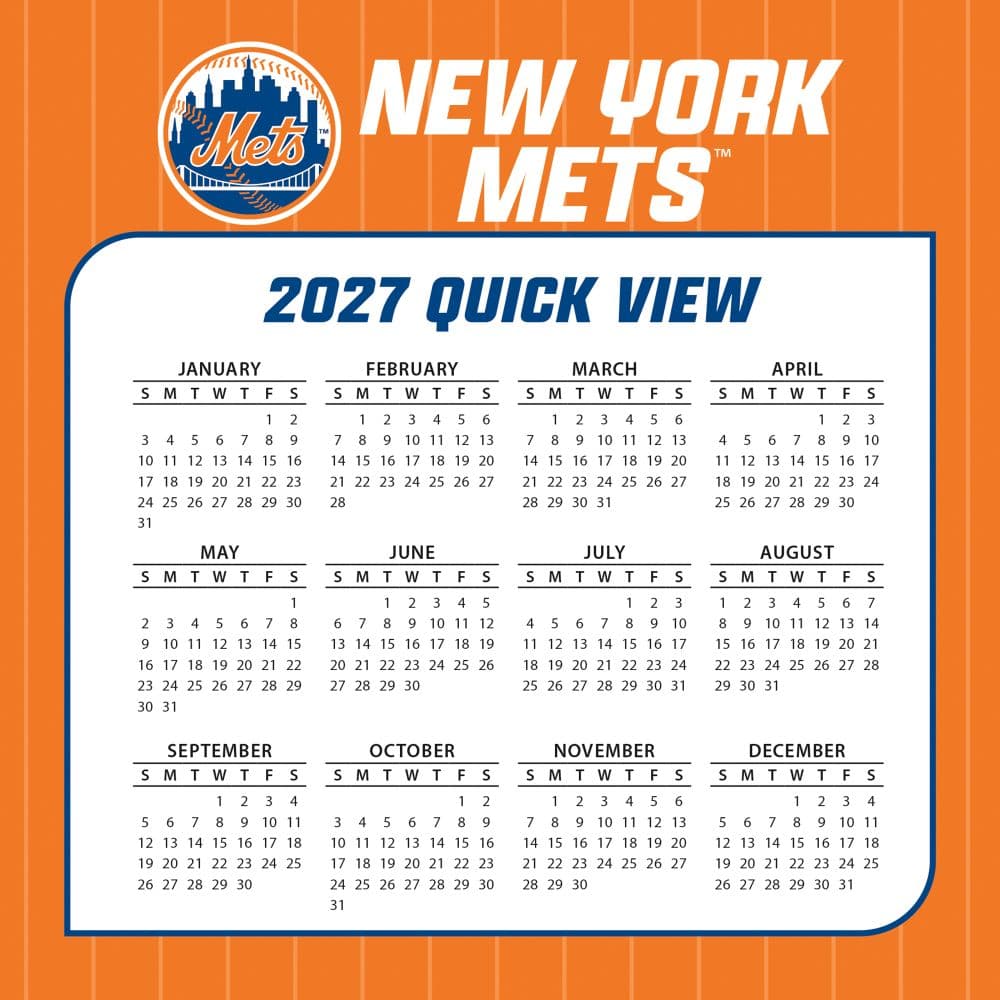 MLB New York Mets 2027 Desk Calendar Fourth Alternate Image