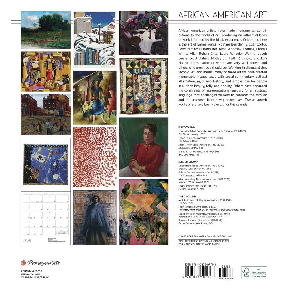 African American Art 2024 Wall Calendar_ALT1
