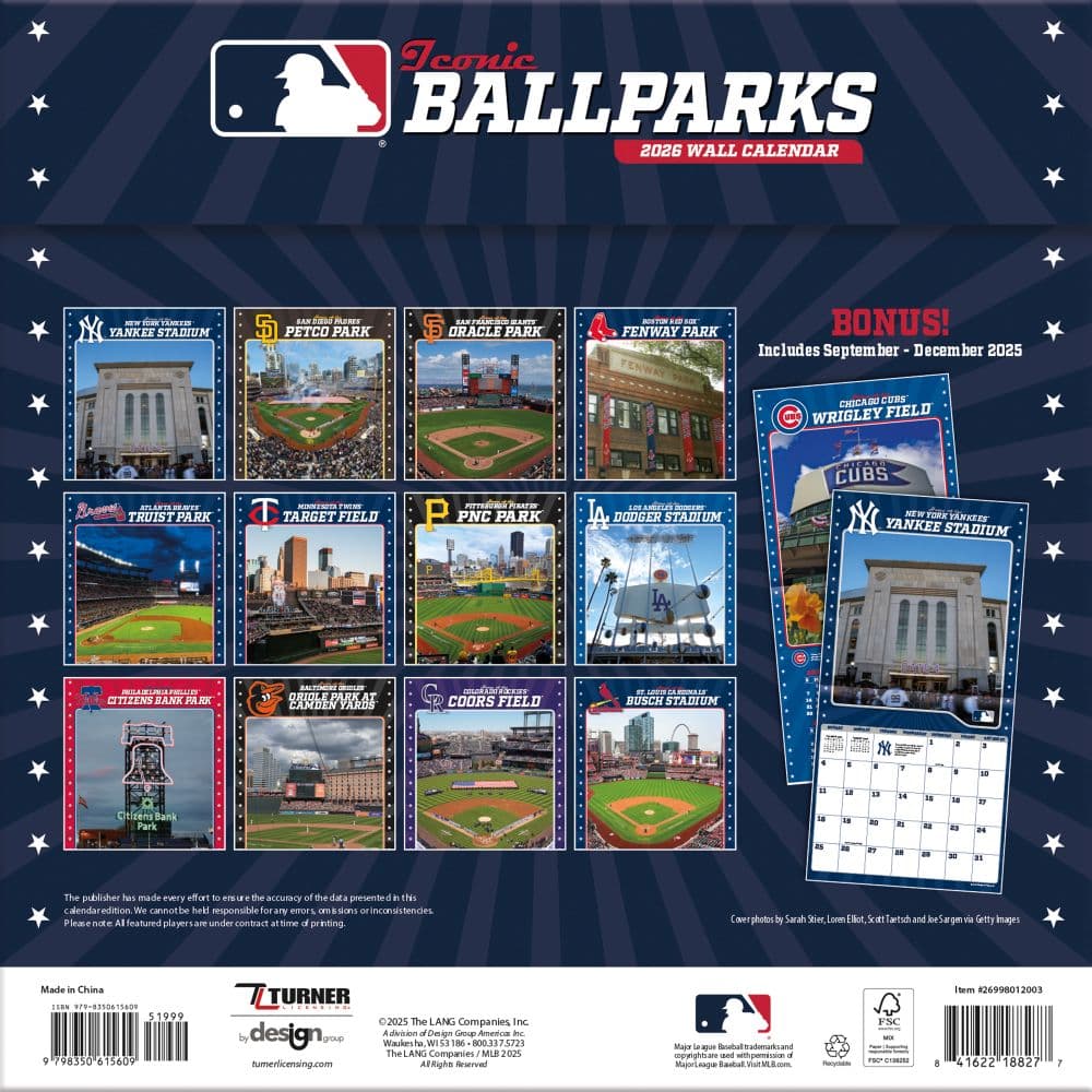 MLB Iconic Ballparks 2026 Wall Calendar First Alternate Image