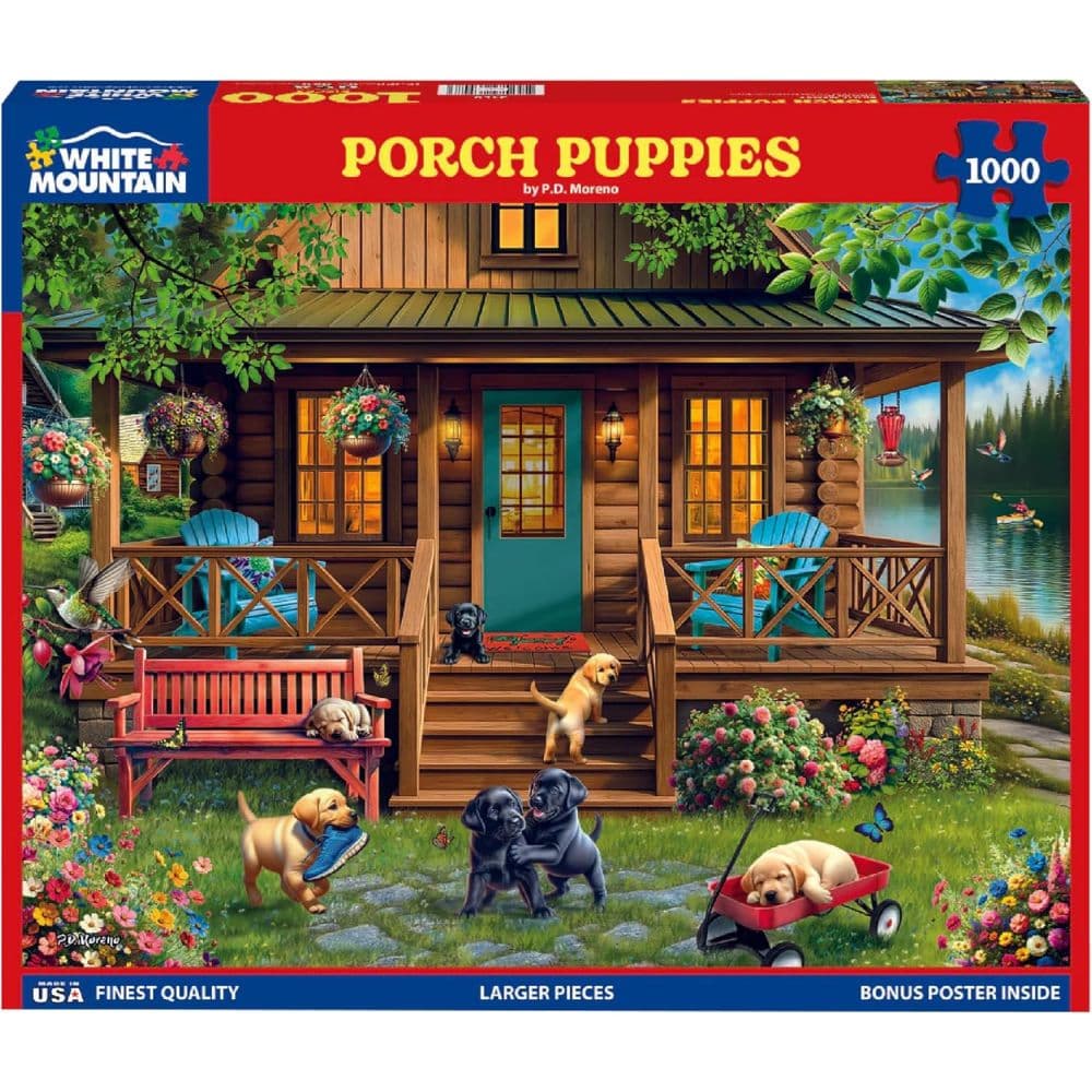image Porch Puppies 1000 Piece Puzzle by P.D. Moreno Main Product Image
