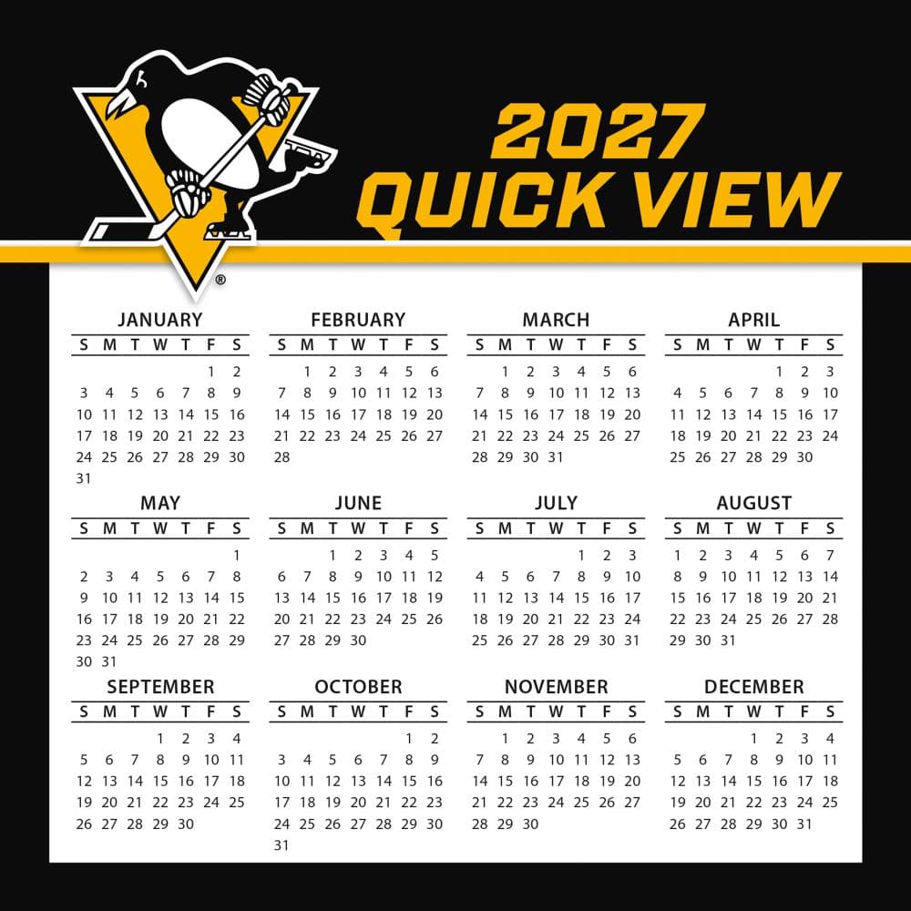 NHL Pittsburgh Penguins 2027 Desk Calendar Third Alternate Image