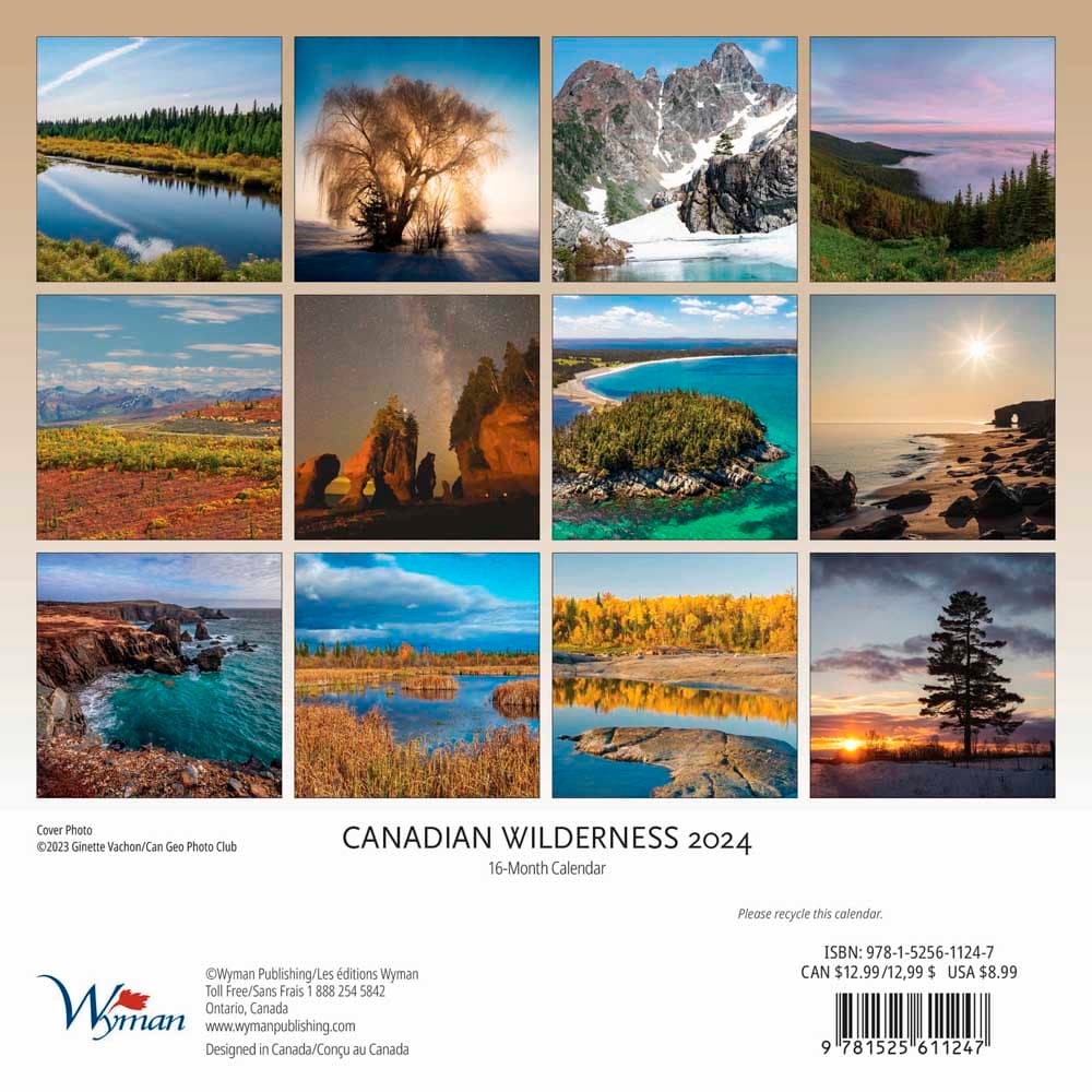 Canada Wyman 2024 Mini Wall Calendar back