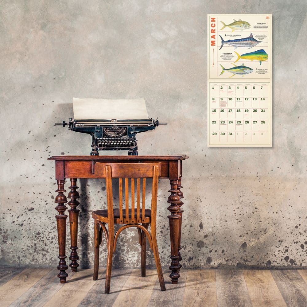 Fishing Illustrations 2026 Wall Calendar Fourth alternate image