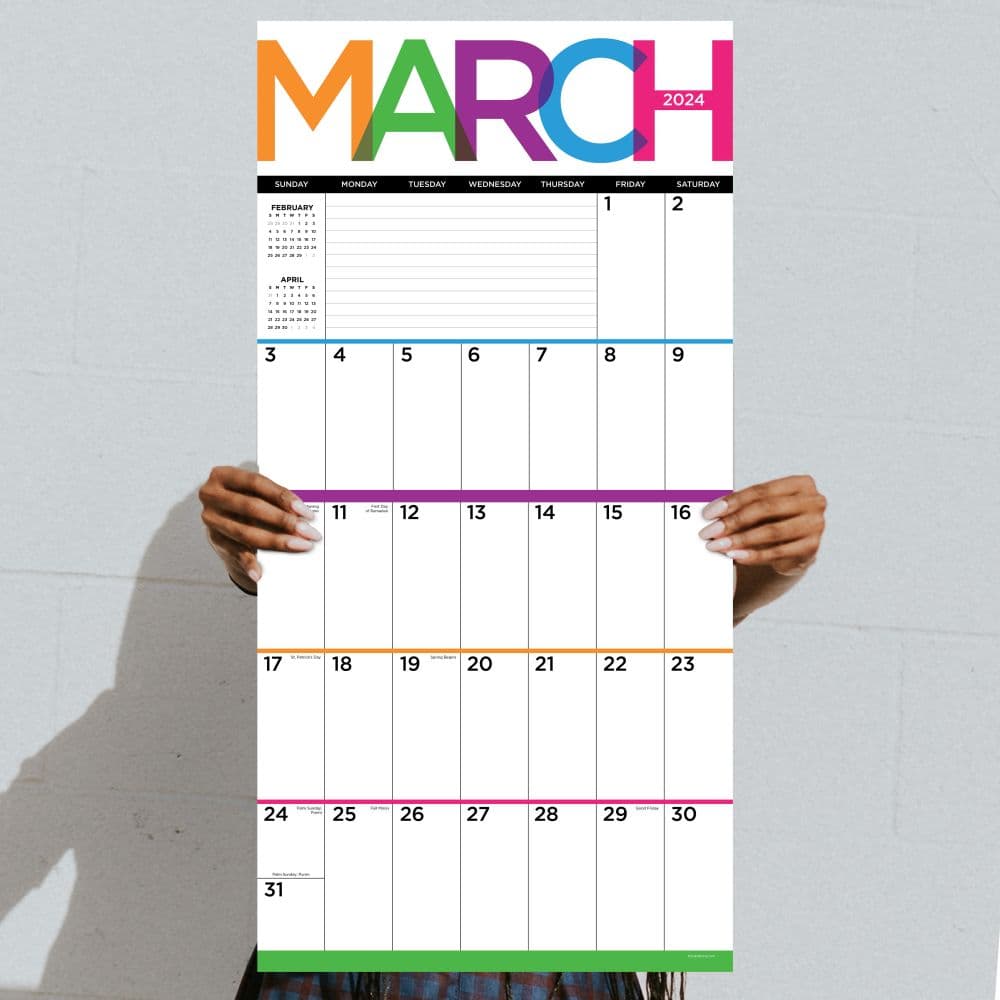 Big And Bright Grid 2024 Wall Calendar