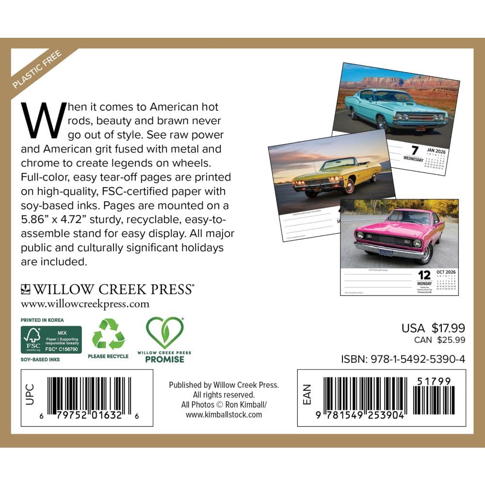 American Muscle Cars 2026 Desk Calendar First Alternate Image