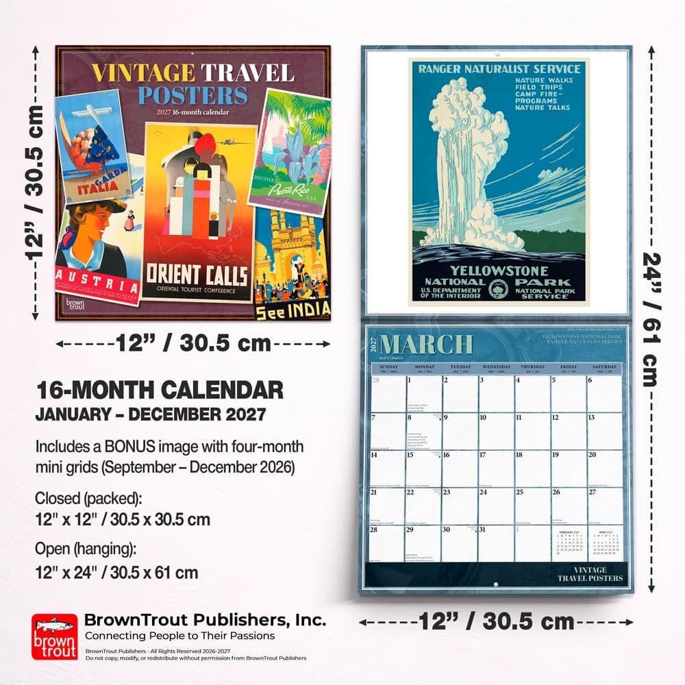Vintage Travel Posters 2027 Wall Calendars Sixth Alternate Image